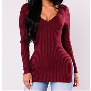 Fashion Nova Ribbed V Neck Sweater